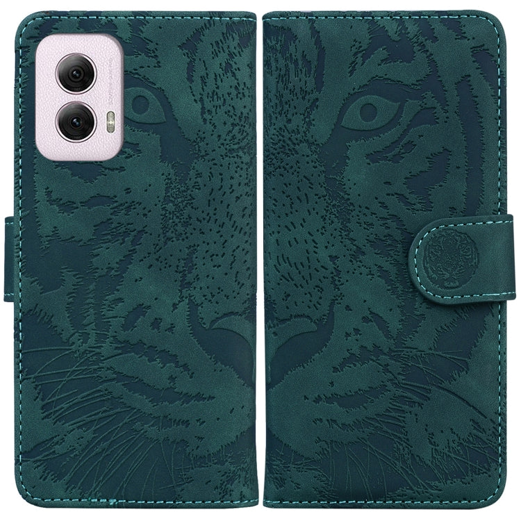 For Motorola Moto G Power 5G 2024 Tiger Embossing Pattern Leather Phone Case(Green) - Motorola Cases by buy2fix | Online Shopping UK | buy2fix