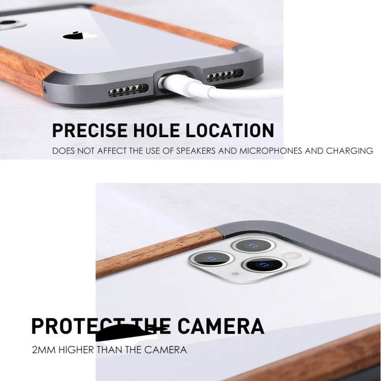 For iPhone 11 Pro R-JUST Metal + Wood Frame Protective Case - iPhone 11 Pro Cases by R-JUST | Online Shopping UK | buy2fix