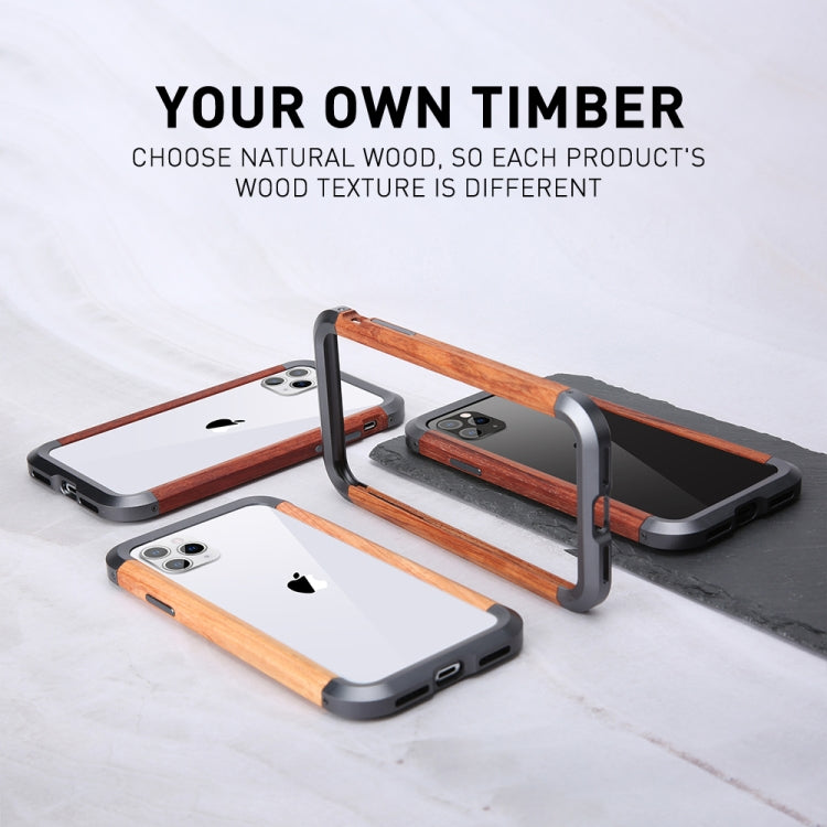 For iPhone 11 Pro R-JUST Metal + Wood Frame Protective Case - iPhone 11 Pro Cases by R-JUST | Online Shopping UK | buy2fix