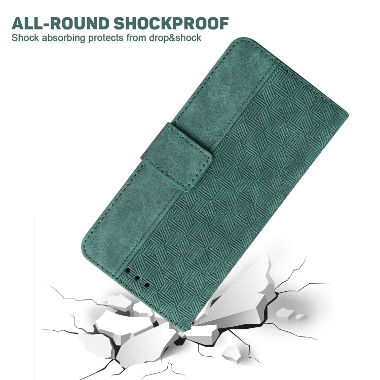 For iPhone 16 Geometric Embossed Leather Phone Case(Green) - iPhone 16 Cases by buy2fix | Online Shopping UK | buy2fix