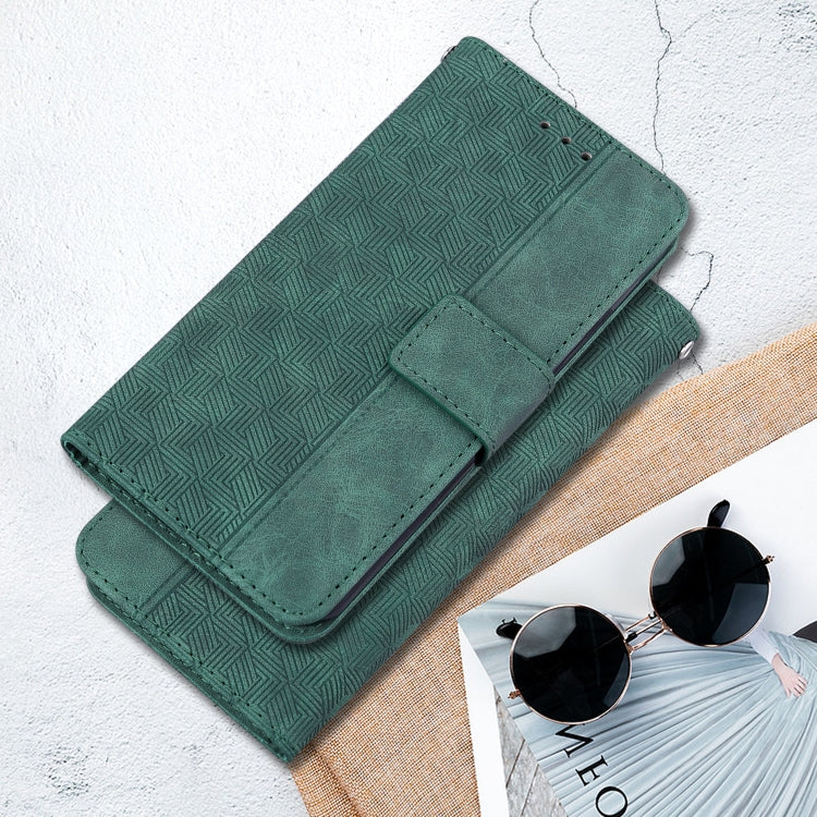 For Xiaomi Redmi Note 13 Pro 4G Geometric Embossed Leather Phone Case(Green) - Note 13 Pro Cases by buy2fix | Online Shopping UK | buy2fix