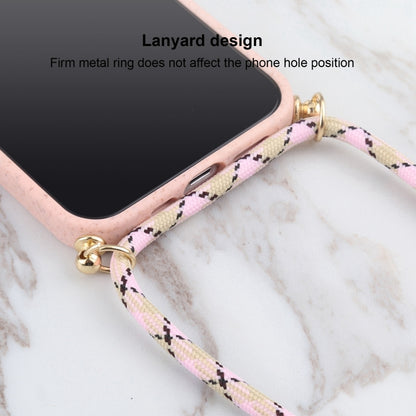 For iPhone 16 Pro Max Wheat Straw TPU Shockproof Phone Case with Neck Lanyard(Pink) - iPhone 16 Pro Max Cases by buy2fix | Online Shopping UK | buy2fix