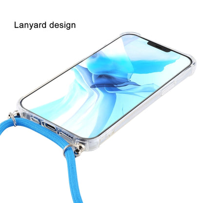 For iPhone 16 Four-Corner Shockproof Transparent TPU Case with Lanyard(Blue) - iPhone 16 Cases by buy2fix | Online Shopping UK | buy2fix