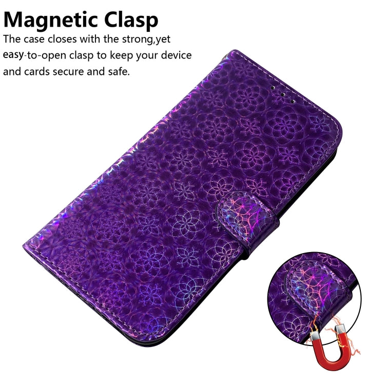 For iPhone 16 Pro Colorful Magnetic Buckle Leather Phone Case(Purple) - iPhone 16 Pro Cases by buy2fix | Online Shopping UK | buy2fix