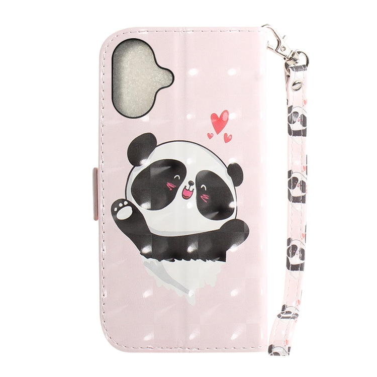 For iPhone 16 Plus 3D Colored Horizontal Flip Leather Phone Case(Heart Panda) - iPhone 16 Plus Cases by buy2fix | Online Shopping UK | buy2fix