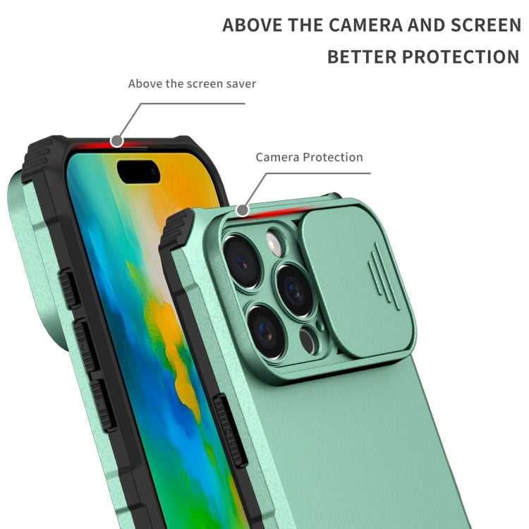 For iPhone 16 Pro Stereoscopic Holder Sliding Camshield Phone Case(Light Blue) - iPhone 16 Pro Cases by buy2fix | Online Shopping UK | buy2fix