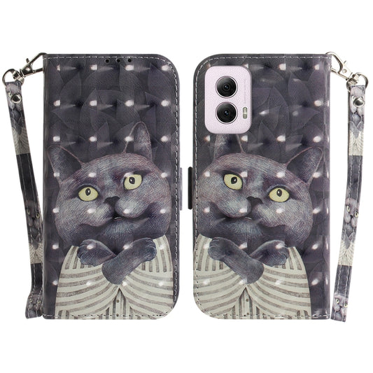 For Motorola Moto G Power 5G 2024 3D Colored Horizontal Flip Leather Phone Case(Hug Cat) - Motorola Cases by buy2fix | Online Shopping UK | buy2fix