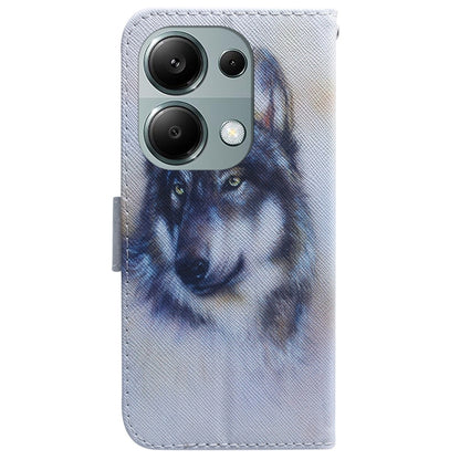 For Xiaomi Poco M6 Pro 4G Coloured Drawing Flip Leather Phone Case(White Wolf) - Xiaomi Cases by buy2fix | Online Shopping UK | buy2fix