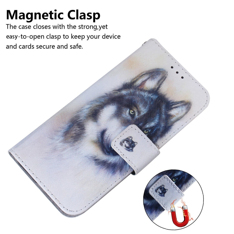 For Xiaomi Poco M6 Pro 4G Coloured Drawing Flip Leather Phone Case(White Wolf) - Xiaomi Cases by buy2fix | Online Shopping UK | buy2fix