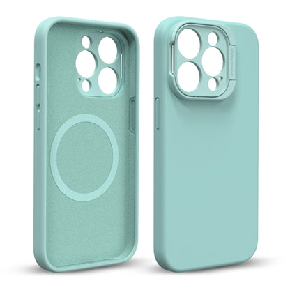 For iPhone 14 Pro MagSafe Liquid Silicone Lens Holder Phone Case(Green) - iPhone 14 Pro Cases by buy2fix | Online Shopping UK | buy2fix