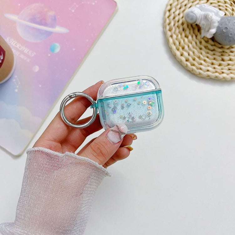 For AirPods Pro Transparent Glitter Bluetooth Earphone Protective Case(Sky Blue) - For AirPods Pro by buy2fix | Online Shopping UK | buy2fix