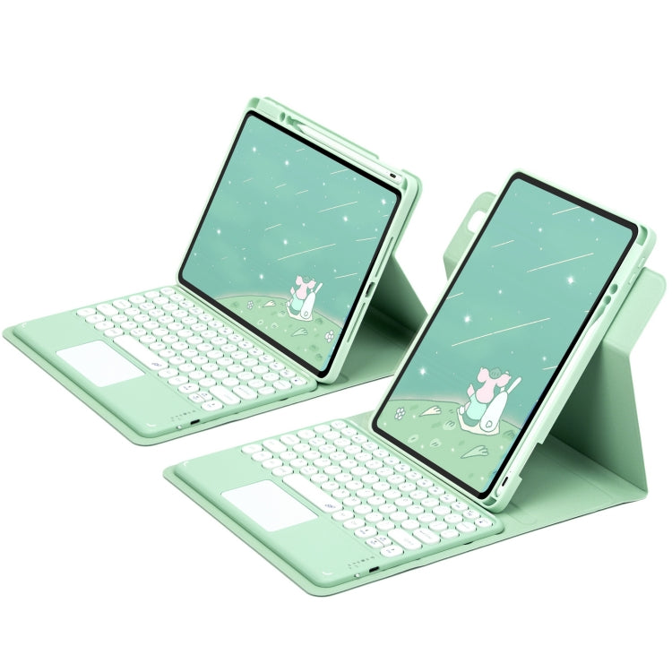 For iPad Air 2022 / iPad Pro 11 2021 Round Button 360 Degree Rotatable Bluetooth Keyboard Leather Case with Touchpad(Mint Green) - Universal by buy2fix | Online Shopping UK | buy2fix