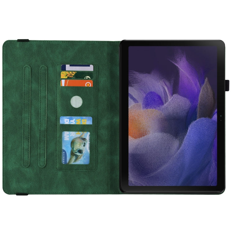 For Samsung Galaxy Tab А9+ Butterfly Flower Embossed Leather Tablet Case(Green) - Other Galaxy Tab PC by buy2fix | Online Shopping UK | buy2fix