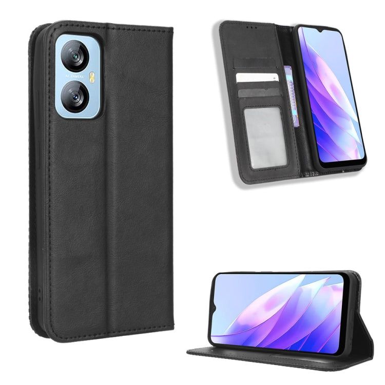 For Blackview A52 / A52 Pro Magnetic Buckle Retro Texture Leather Phone Case(Black) - More Brand by buy2fix | Online Shopping UK | buy2fix