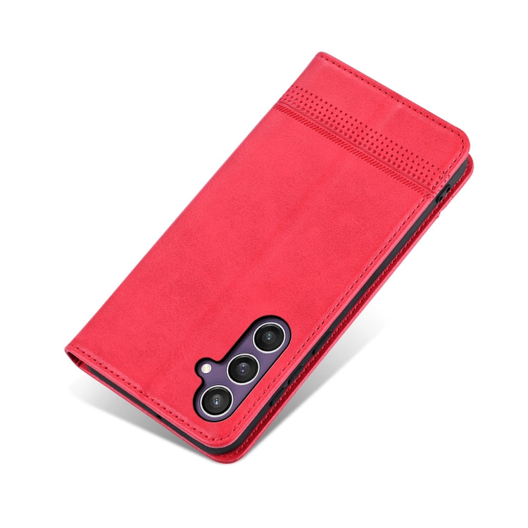 For Samsung Galaxy S24 5G AZNS Magnetic Calf Texture Flip Leather Phone Case(Red) - Galaxy S24 5G Cases by AZNS | Online Shopping UK | buy2fix