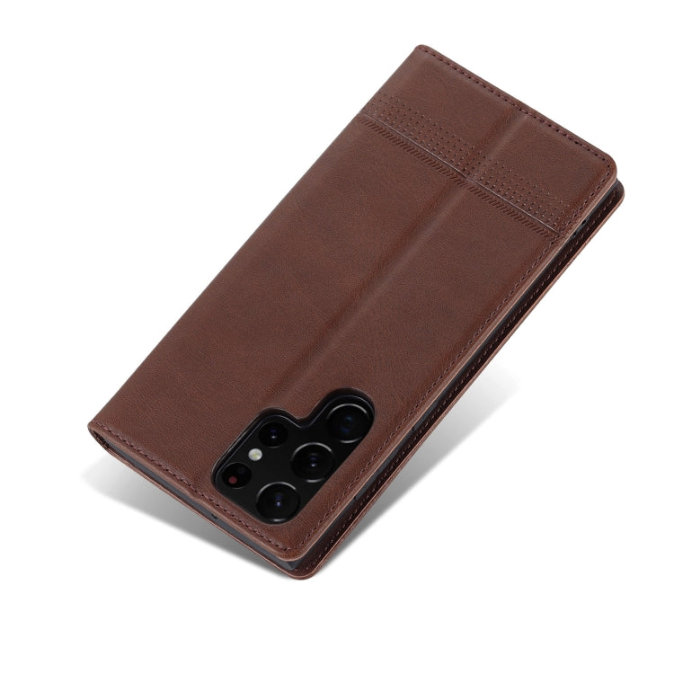 For Samsung Galaxy S24 Ultra 5G AZNS Magnetic Calf Texture Flip Leather Phone Case(Dark Brown) - Galaxy S24 Ultra 5G Cases by AZNS | Online Shopping UK | buy2fix