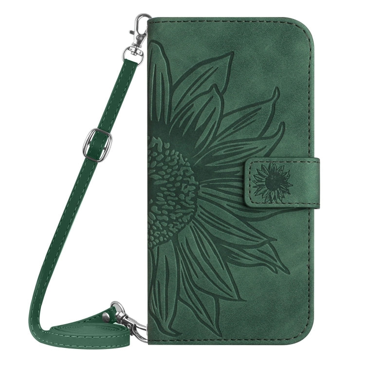 For Google Pixel 9 Pro XL Skin Feel Sun Flower Embossed Flip Leather Phone Case with Lanyard(Green) - Google Cases by buy2fix | Online Shopping UK | buy2fix