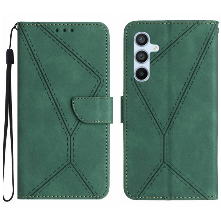 For Samsung Galaxy A25 5G Stitching Embossed Leather Phone Case(Green) - Galaxy Phone Cases by buy2fix | Online Shopping UK | buy2fix