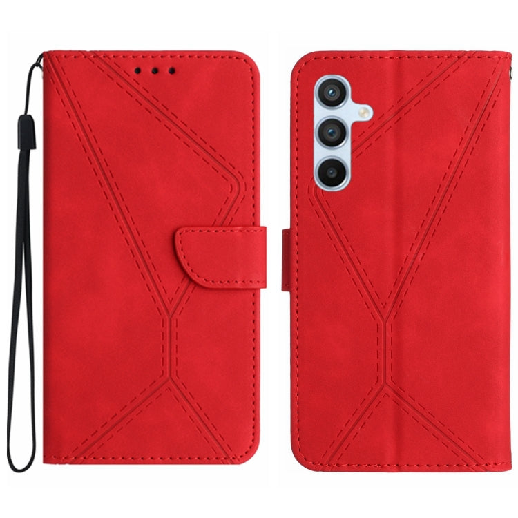 For Samsung Galaxy A15 Stitching Embossed Leather Phone Case(Red) - Galaxy Phone Cases by buy2fix | Online Shopping UK | buy2fix