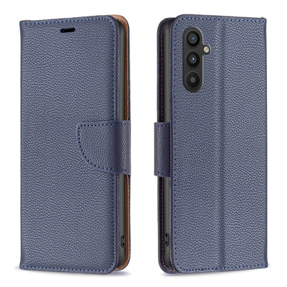 For Samsung Galaxy A34 5G Litchi Texture Pure Color Flip Leather Phone Case(Blue) - Galaxy Phone Cases by buy2fix | Online Shopping UK | buy2fix