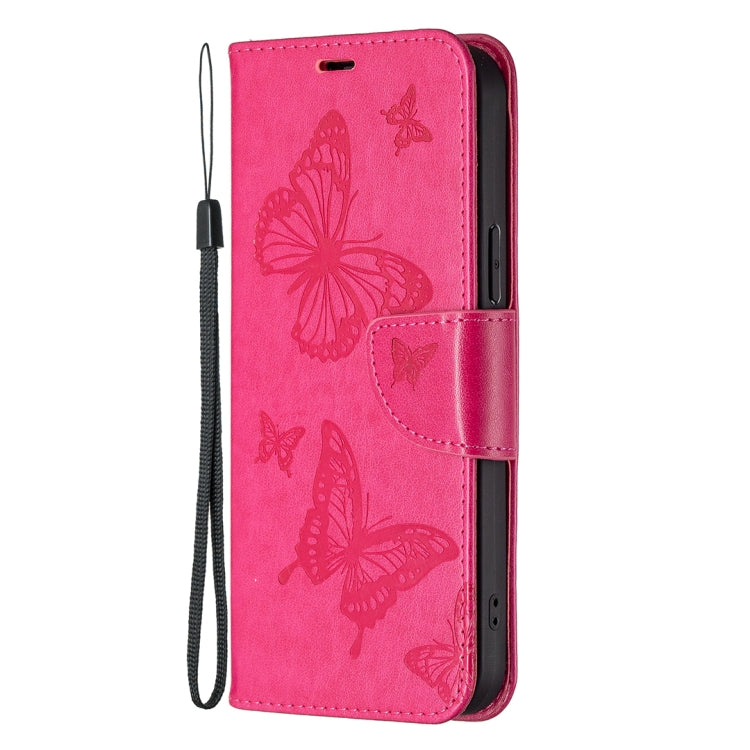 For Samsung Galaxy S23 FE 5G Embossing Two Butterflies Pattern Leather Phone Case(Rose Red) - Galaxy S23 FE 5G Cases by buy2fix | Online Shopping UK | buy2fix