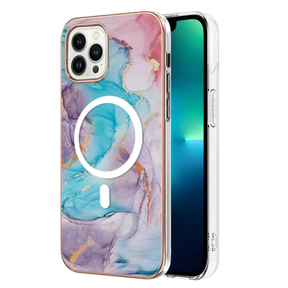 For iPhone 14 Pro Marble Pattern Dual-side IMD Magsafe TPU Phone Case(Blue Marble) - iPhone 14 Pro Cases by buy2fix | Online Shopping UK | buy2fix