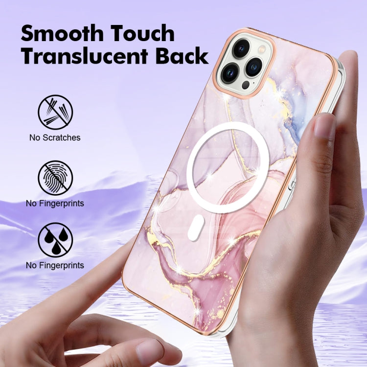 For iPhone 14 Pro Max Marble Pattern Dual-side IMD Magsafe TPU Phone Case(Rose Gold 005) - iPhone 14 Pro Max Cases by buy2fix | Online Shopping UK | buy2fix