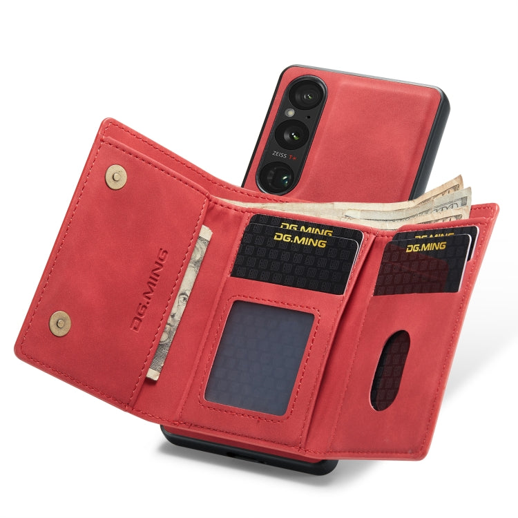 For Sony Xperia 1 VI DG.MING M1 Series 3-Fold Multi Card Wallet + Magnetic Phone Case(Red) - Sony Cases by DG.MING | Online Shopping UK | buy2fix