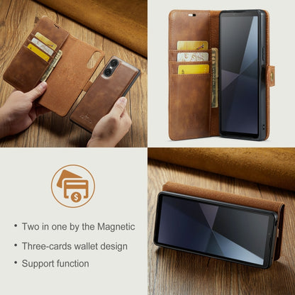 For Sony Xperia 10 VI DG.MING Crazy Horse Texture Detachable Magnetic Leather Phone Case(Brown) - Sony Cases by DG.MING | Online Shopping UK | buy2fix