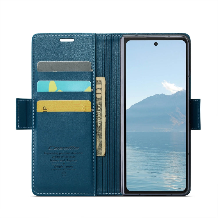 For Samsung Galaxy Z Fold6 5G CaseMe 023 Butterfly Buckle Litchi Texture RFID Anti-theft Leather Phone Case(Blue) - Galaxy Z Fold6 5G Cases by CaseMe | Online Shopping UK | buy2fix