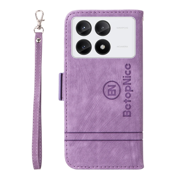 For Xiaomi Poco X6 Pro / Redmi K70E 5G BETOPNICE Dual-side Buckle Leather Phone Case(Purple) - K70E Cases by BETOPNICE | Online Shopping UK | buy2fix