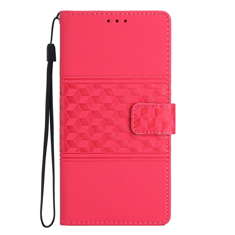 For iPhone 16 Diamond Embossed Skin Feel Leather Phone Case(Red) - iPhone 16 Cases by buy2fix | Online Shopping UK | buy2fix