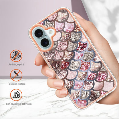 For iPhone 16 Electroplating Pattern IMD TPU Shockproof Case(Pink Scales) - iPhone 16 Cases by buy2fix | Online Shopping UK | buy2fix