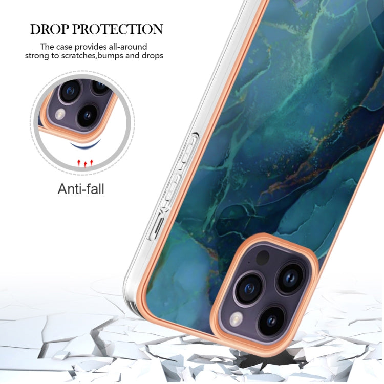 For iPhone 16 Pro Max Electroplating Marble Dual-side IMD Phone Case(Green 017) - iPhone 16 Pro Max Cases by buy2fix | Online Shopping UK | buy2fix