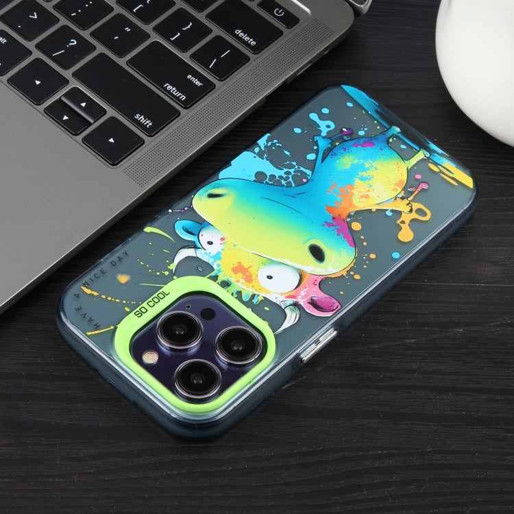 For iPhone 16 Animal Pattern Oil Painting Series PC + TPU Phone Case(Tattered Astronaut) - iPhone 16 Cases by buy2fix | Online Shopping UK | buy2fix