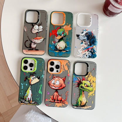 For iPhone 16 Pro Max Animal Pattern Oil Painting Series PC + TPU Phone Case(Smiling Cat) - iPhone 16 Pro Max Cases by buy2fix | Online Shopping UK | buy2fix