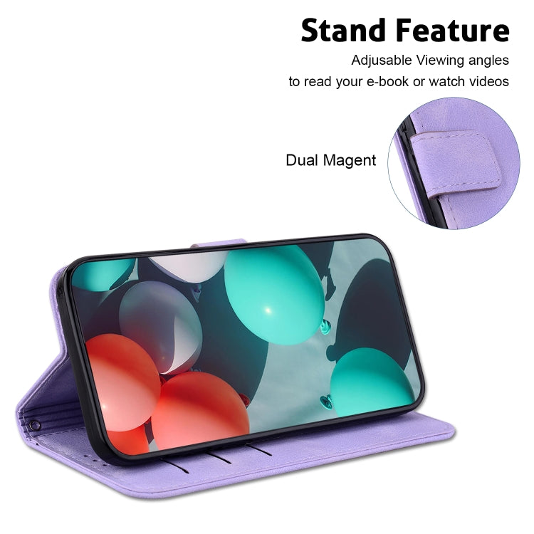 For iPhone SE 2024 Seven-shaped Embossed Leather Phone Case(Purple) - More iPhone Cases by buy2fix | Online Shopping UK | buy2fix