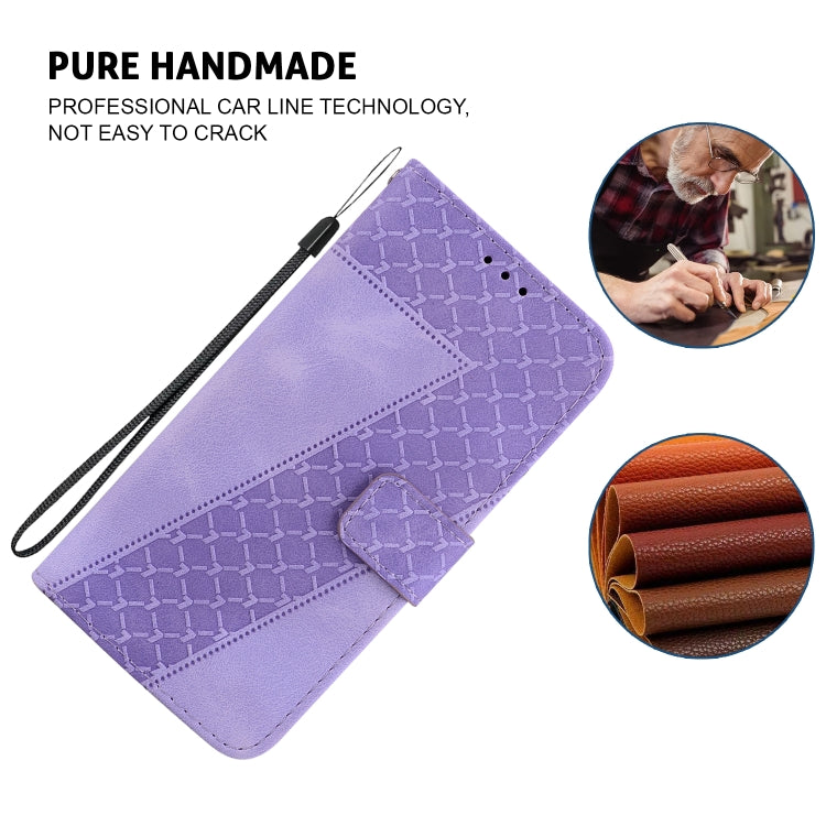 For iPhone SE 2024 Seven-shaped Embossed Leather Phone Case(Purple) - More iPhone Cases by buy2fix | Online Shopping UK | buy2fix