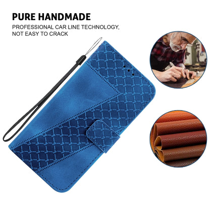 For iPhone SE 2024 Seven-shaped Embossed Leather Phone Case(Blue) - More iPhone Cases by buy2fix | Online Shopping UK | buy2fix