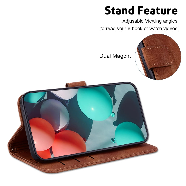 For iPhone 16 Pro Max Seven-shaped Embossed Leather Phone Case(Brown) - iPhone 16 Pro Max Cases by buy2fix | Online Shopping UK | buy2fix