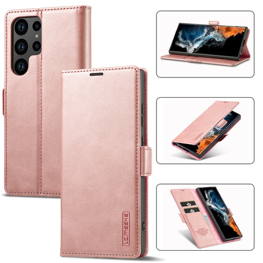 For Samsung Galaxy S24 Ultra 5G LC.IMEEKE Strong Magnetism Microfiber Leather Phone Case(Rose Gold) - Galaxy S24 Ultra 5G Cases by LC.IMEEKE | Online Shopping UK | buy2fix