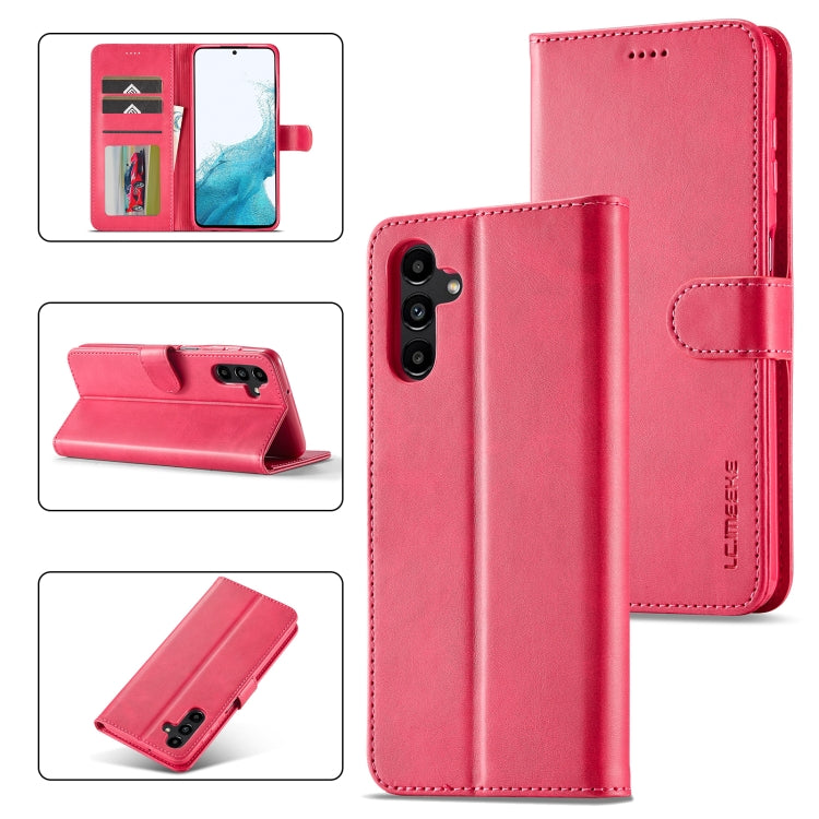 For Samsung Galaxy S23 FE 5G LC.IMEEKE Calf Texture Leather Phone Case(Red) - Galaxy S23 FE 5G Cases by LC.IMEEKE | Online Shopping UK | buy2fix