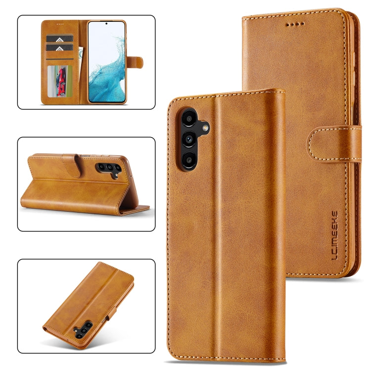 For Samsung Galaxy S23 FE 5G LC.IMEEKE Calf Texture Leather Phone Case(Brown) - Galaxy S23 FE 5G Cases by LC.IMEEKE | Online Shopping UK | buy2fix