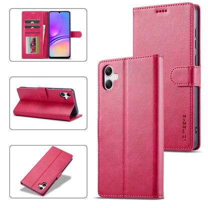 For Samsung Galaxy A05 LC.IMEEKE Calf Texture Leather Phone Case(Red) - Galaxy S23 FE 5G Cases by LC.IMEEKE | Online Shopping UK | buy2fix