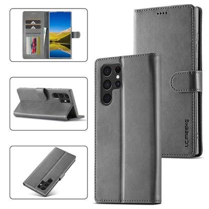 For Samsung Galaxy S24 Ultra 5G LC.IMEEKE Calf Texture Leather Phone Case(Grey) - Galaxy S24 Ultra 5G Cases by LC.IMEEKE | Online Shopping UK | buy2fix