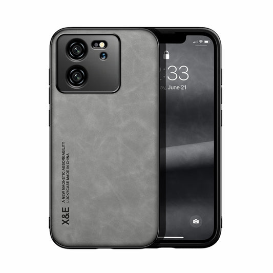 For Xiaomi Redmi K60 Ultra Skin Feel Magnetic Leather Back Phone Case(Light Grey) - Redmi K60 Ultra Cases by buy2fix | Online Shopping UK | buy2fix