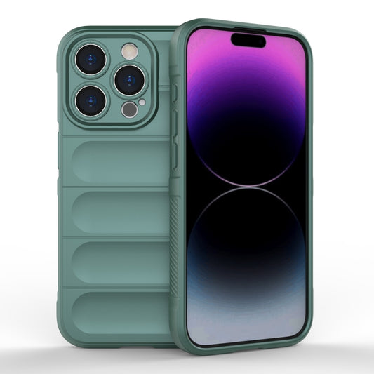 For iPhone 15 Pro Magic Shield TPU + Flannel Phone Case(Dark Green) - iPhone 15 Pro Cases by buy2fix | Online Shopping UK | buy2fix
