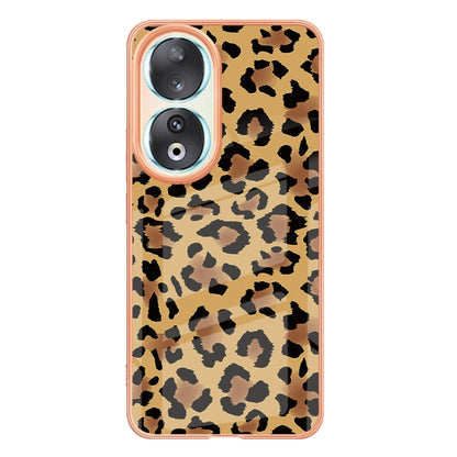 For Honor 90 5G Electroplating Marble Dual-side IMD Phone Case(Leopard Print) - Honor Cases by buy2fix | Online Shopping UK | buy2fix