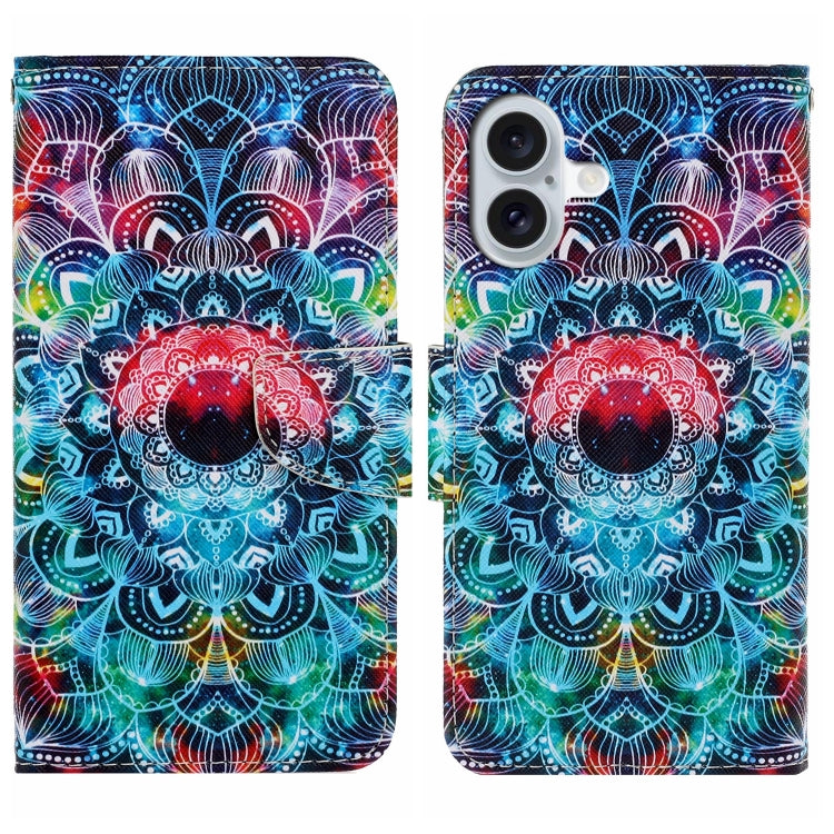 For iPhone 16 Plus 3D Colored Drawing Flip Leather Phone Case(Mandala) - iPhone 16 Plus Cases by buy2fix | Online Shopping UK | buy2fix