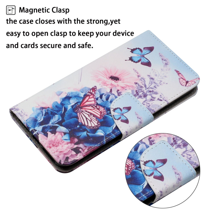 For iPhone 16 3D Colored Drawing Flip Leather Phone Case(Purple butterfly) - iPhone 16 Cases by buy2fix | Online Shopping UK | buy2fix